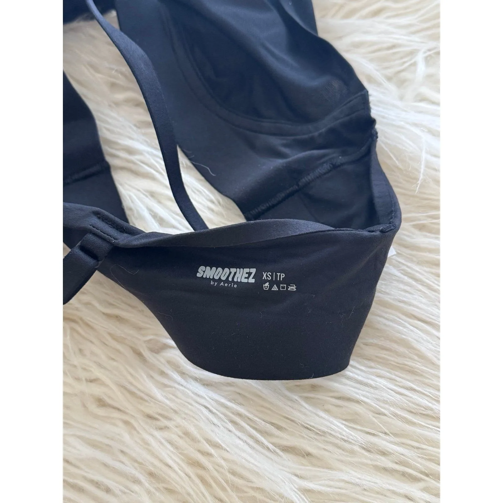 Aerie SMOOTHEZ Mesh Bralette True Black Size XS - Image 7