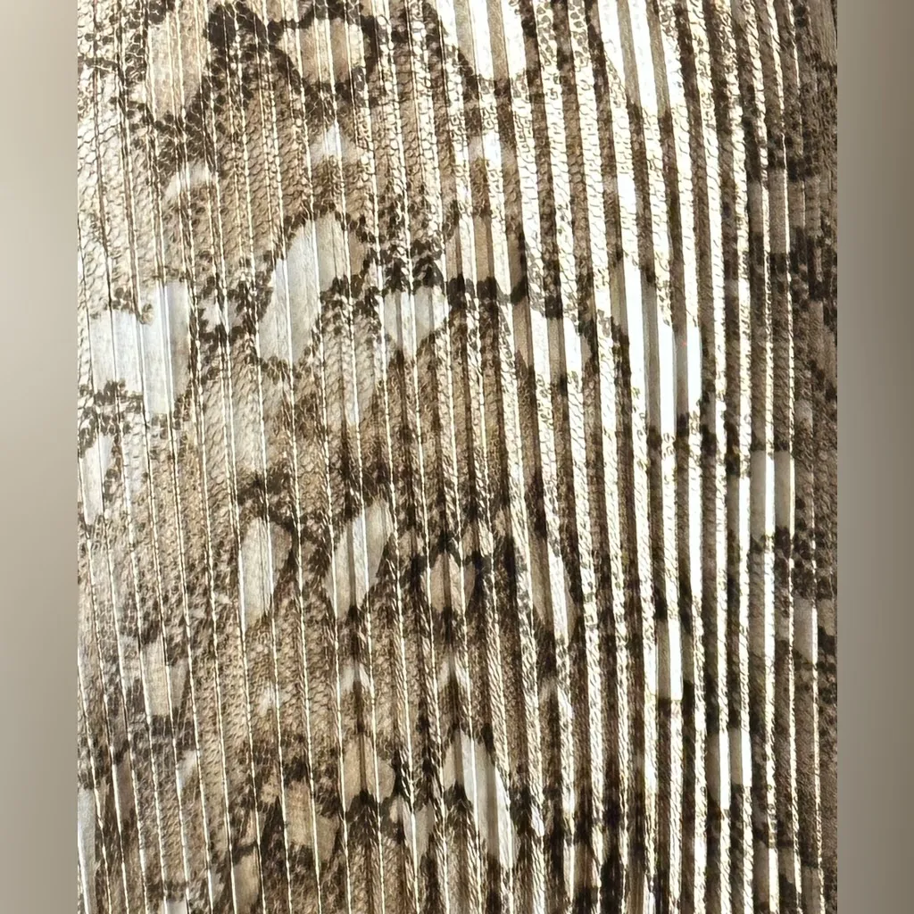 Lauren Ralph Lauren 6 Skirt Pleated Snake Animal Print Satin Charmeuse NWT Brown - Image 12