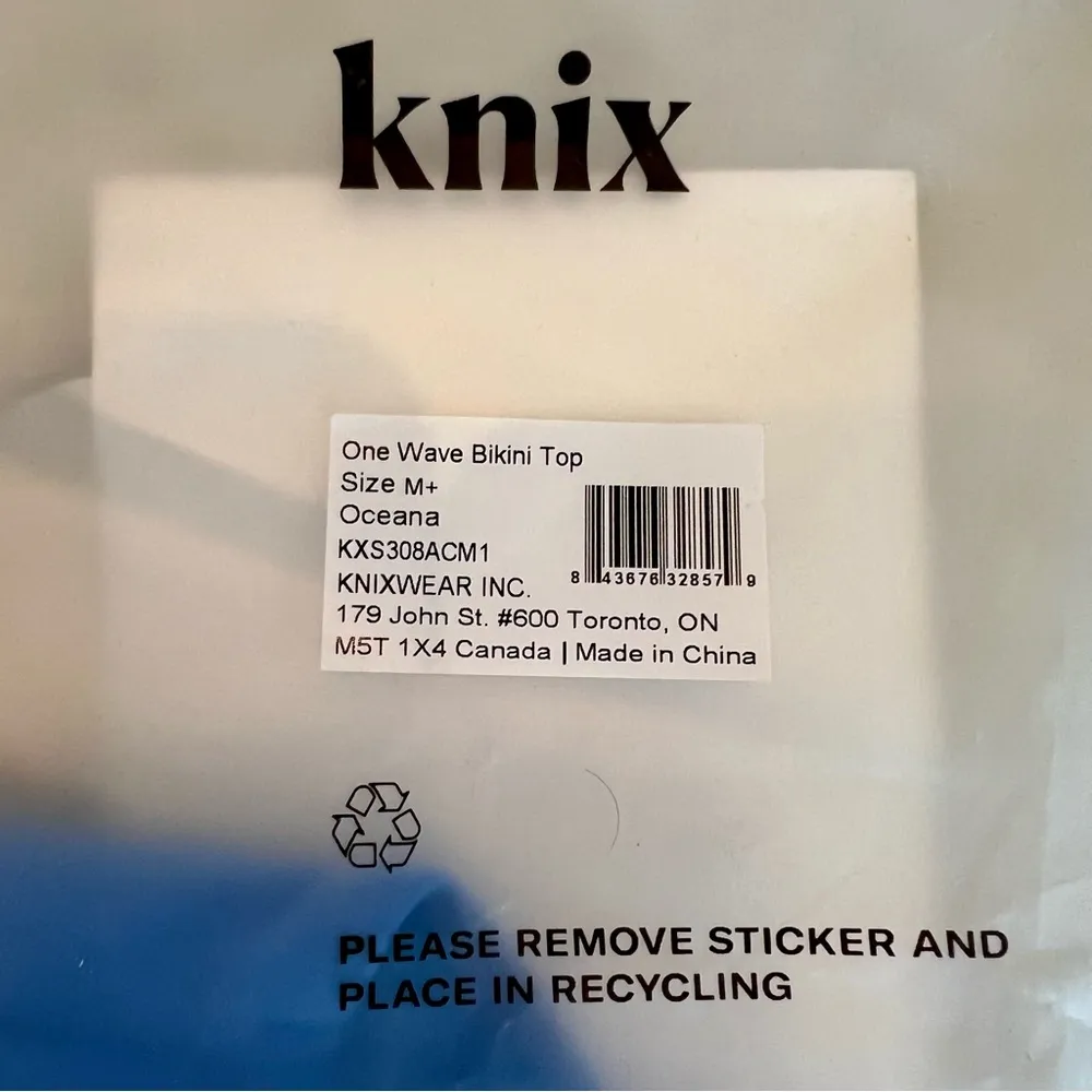 New with Tags Knix One Shoulder Bikini Top Sz M+ 8 10 34D E F Blue Cups $65 Size M - Image 3