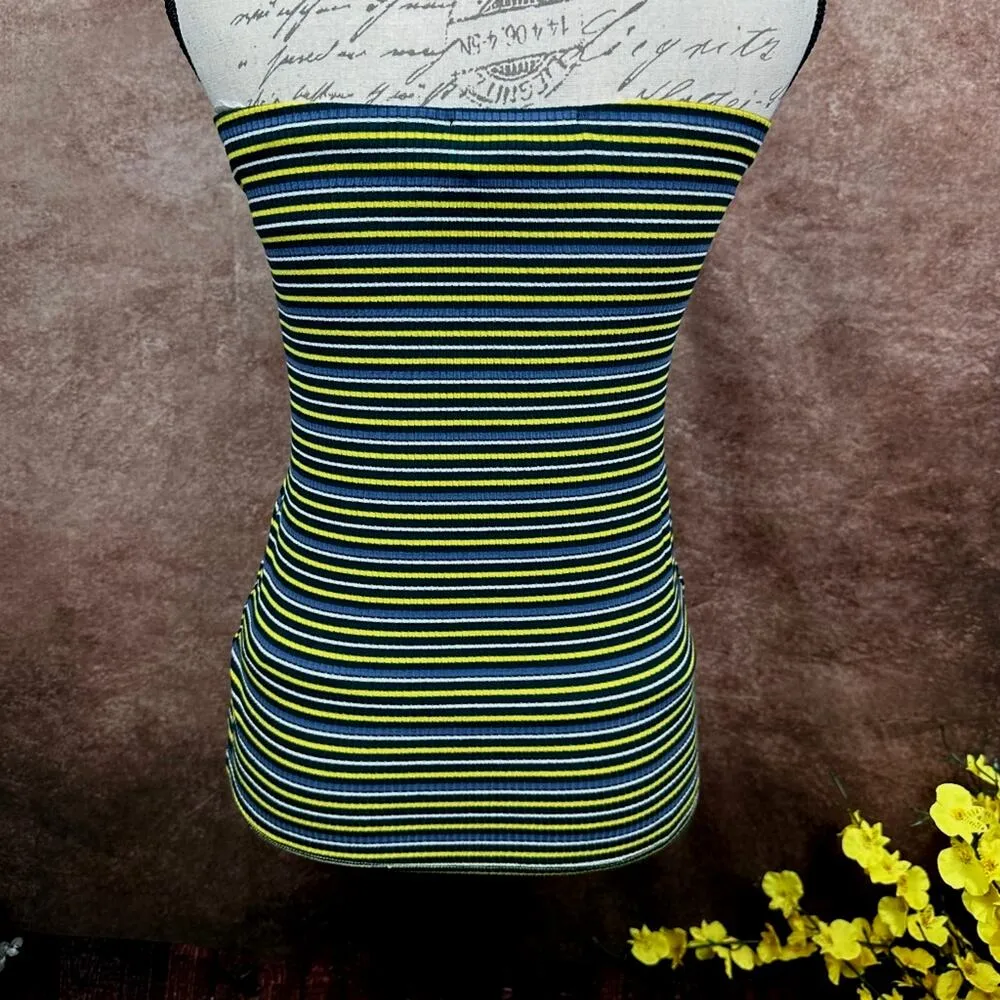 Olivaceous Striped Tube Top Yellow/Green/Blue/White  M - Image 7