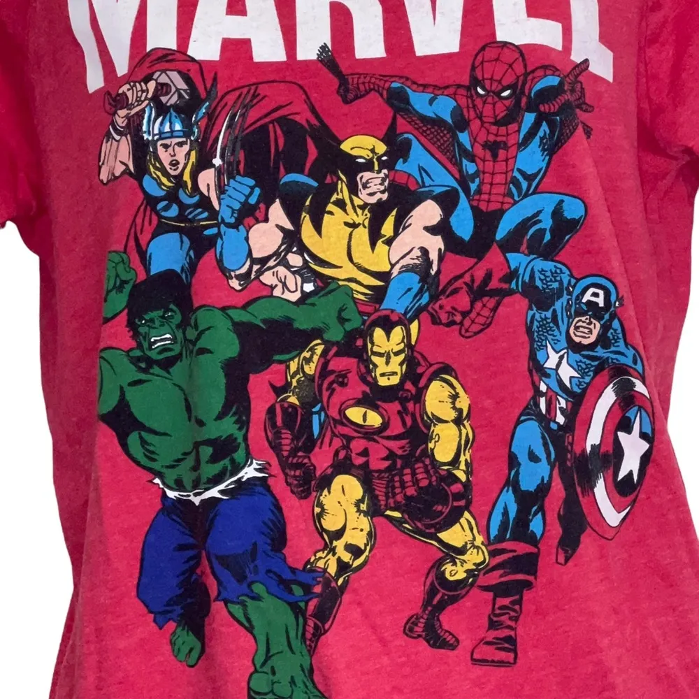 Marvel 3/4 Sleeve Tee Red Graphic T-Shirt - Image 5