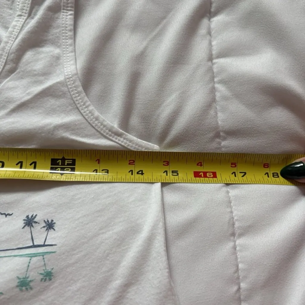 Aruba Tank Top Womans Size Small White Blue Breathable Scoop Neck Travel Resort - Image 3