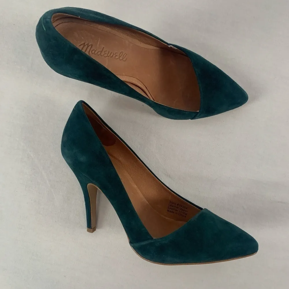 Madewell The Mira Suede Point Toe Heels in Green‎ Size 6 - Image 2