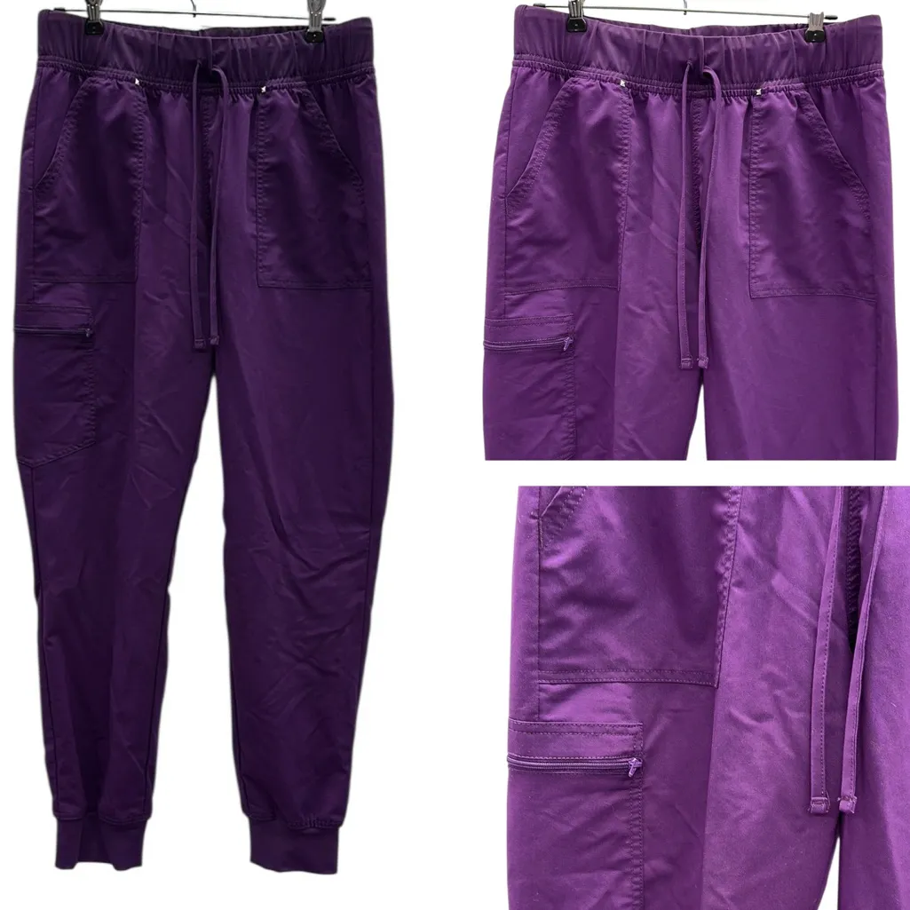 Scrubstar Purple Eggplant 5 Pocket Jogger High Rise Medical Scrub Pants Womens M - Image 2