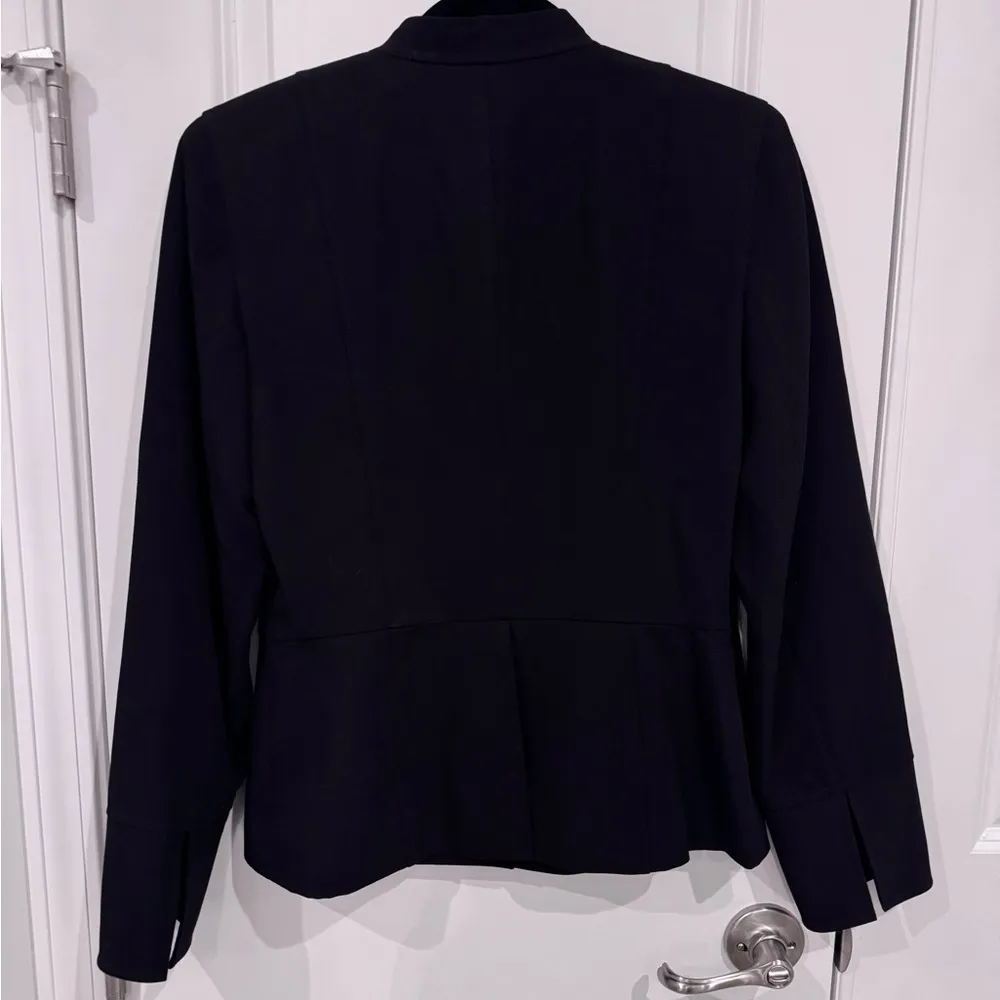 Reba Black Blazer Gold Turn-Lock Peplum Hem Quiet Luxury Money Classic Workwear - Image 8