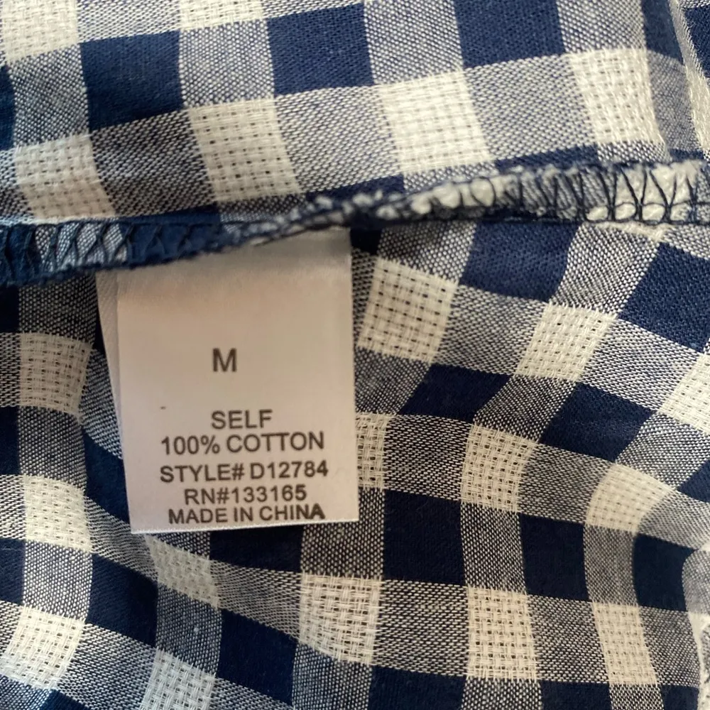 Blue Rain 100%cotton blue and White Gingham Off - Image 8