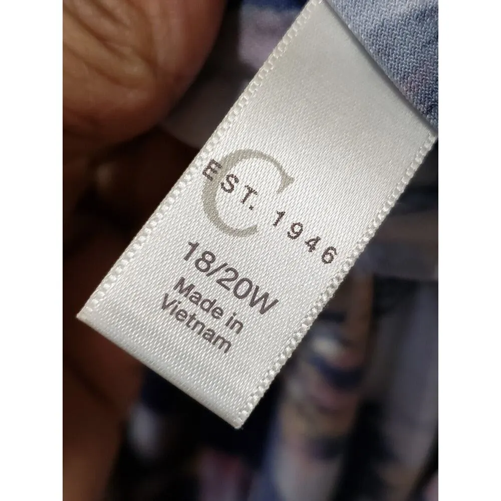 Est 1946 Women's Blue Tie Dye Long Sleeve Round Neck Pullover Shift Dress 18/20W - Image 11