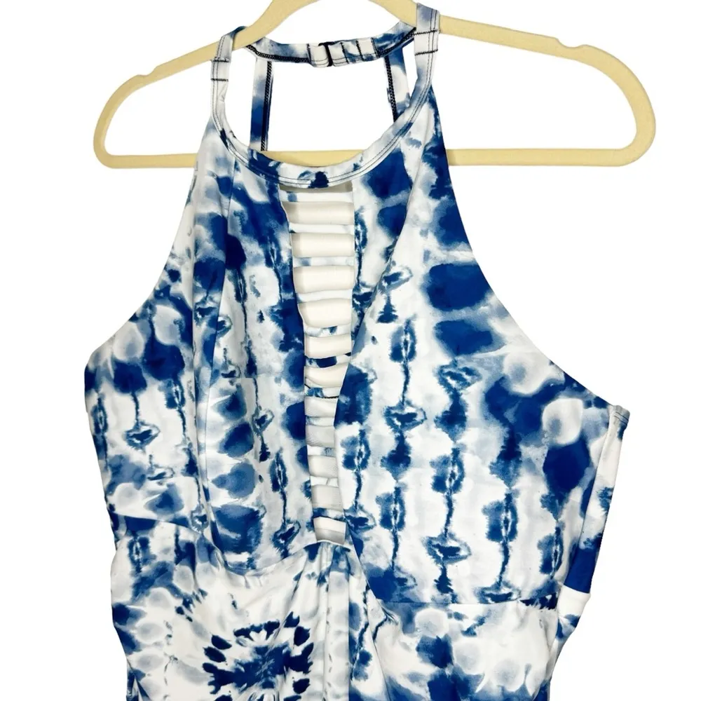 Cacique Blue Tie Dye High Neck One Piece No Wire Swimsuit 24 - Image 2