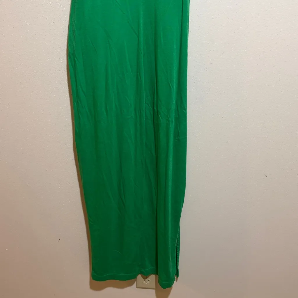Michael Stars Solange Green Maxi Tank Dress Knot Tie Front Slit Size Medium - Image 12