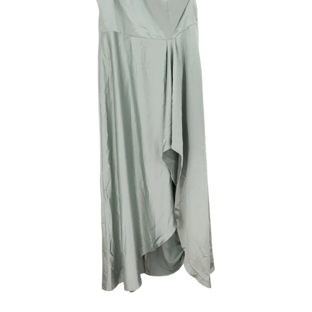 Dessy Collection Vivian Bianchi 14R Sage Green One Shoulder Hi Low Maxi Dress Size 14 - Image 4