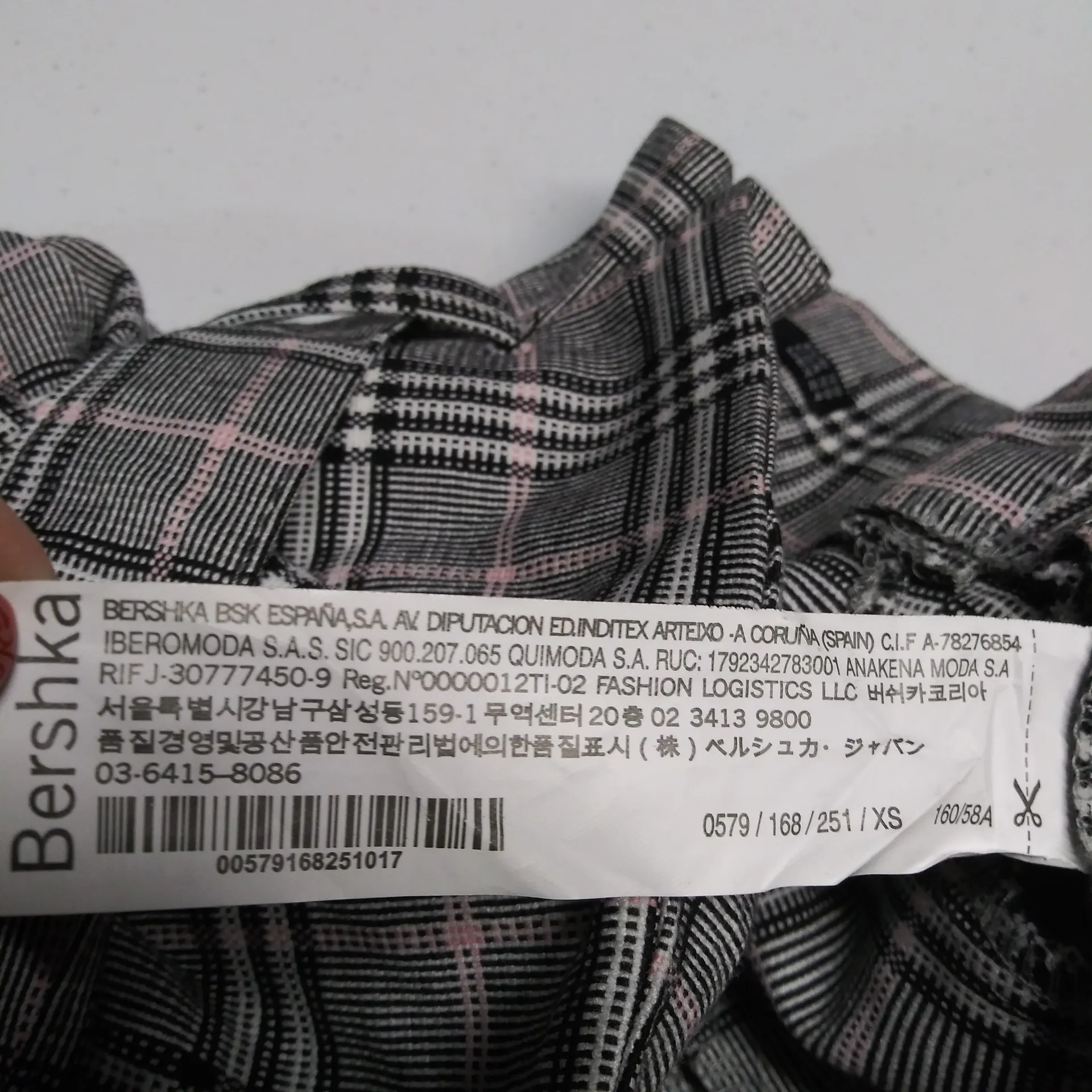 Bershka Black Pink Plaid Paper Bag High-Waisted Skirt Belted Preppy Academia XS - Image 8