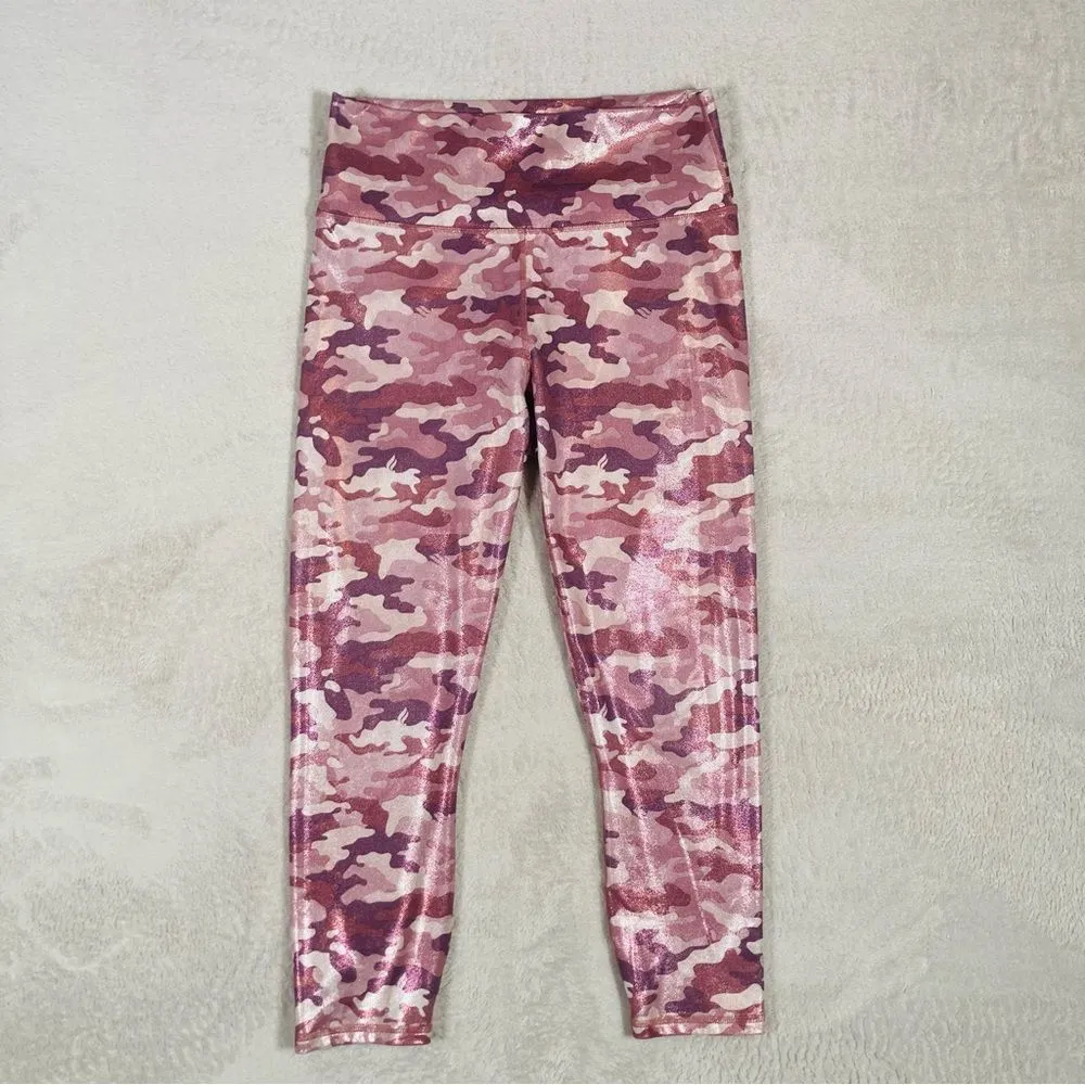 Fabletics‎ Define PowerHold Mid-Rise Legging Wicking UPF Large Pink Shine Camo - Image 4