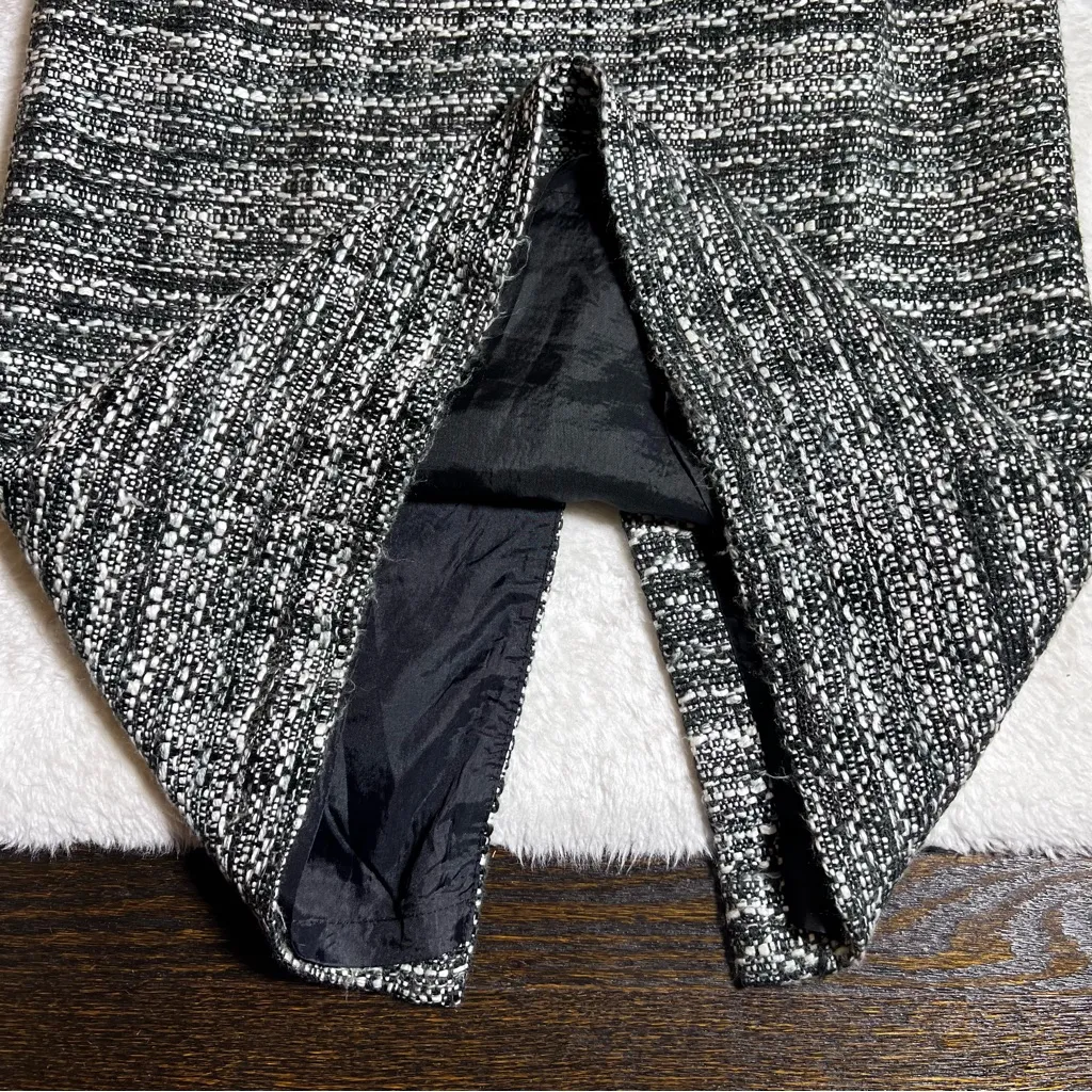 Vintage Perche Couture Black and White Tweed Midi Pencil Skirt Size 10 - Image 4