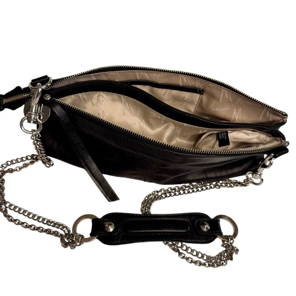 Marciano Black Genuine Leather Clutch Bag/Purse Double Chain Goth Biker Party - Image 3