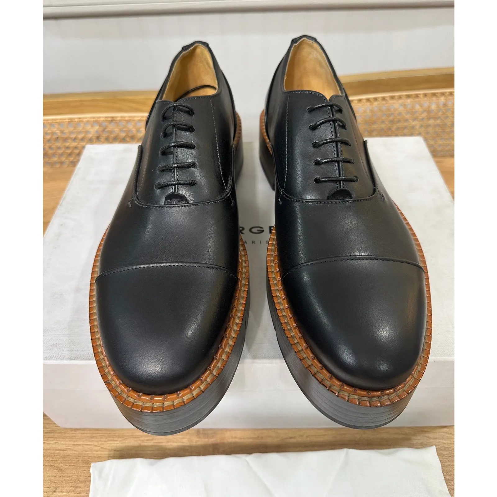 Clergerie Paris Womens Charli Derby Platform Oxford Black Leather Size 10 US NIB - Image 6