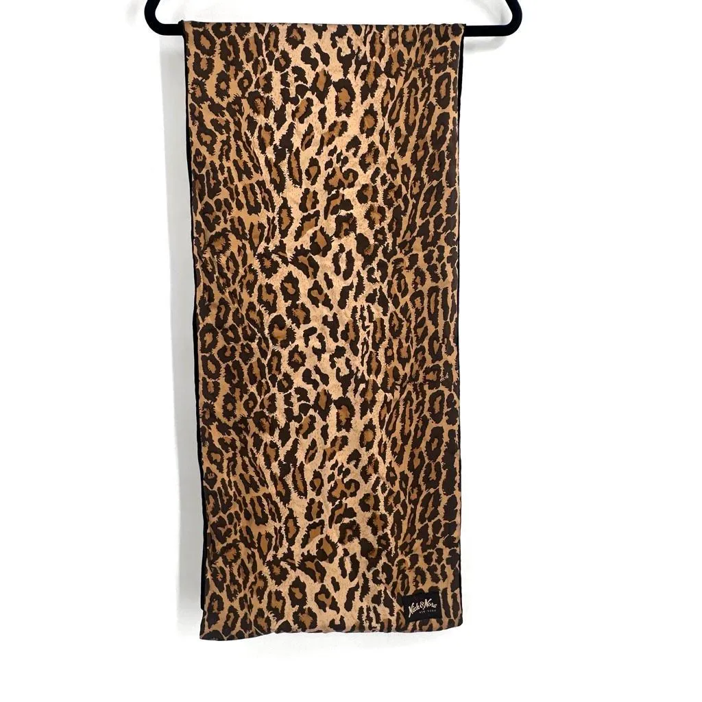 Nick & Nora Silk Leopard Print Scarf Black Luxurious Velvet Romantic Designer‎ - Image 4