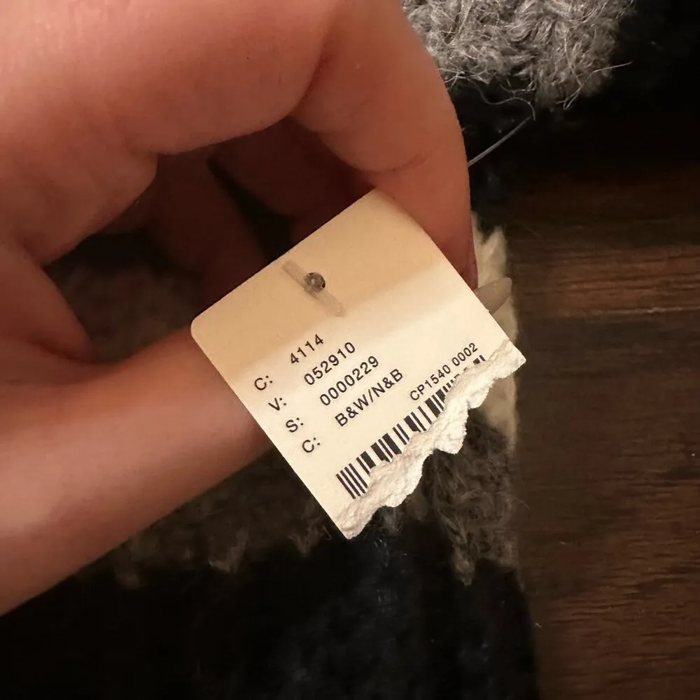 Anthropologie black, gray & cream striped knit turtleneck cropped sweater XS NWT - Image 10