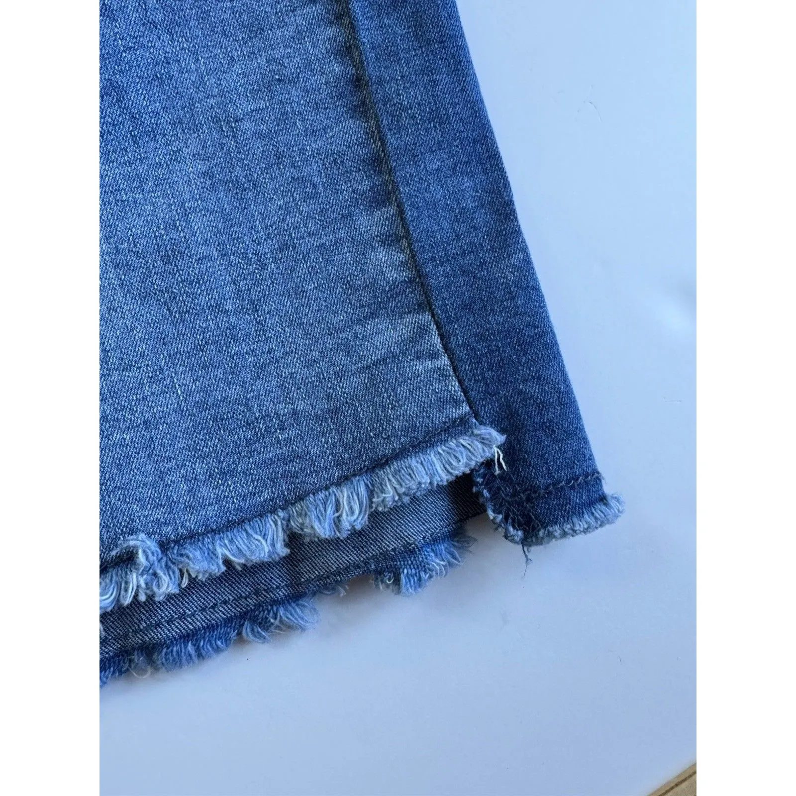 Denim Skirt 16 Women's Raw  Hem Pockets New Blue signature studio cotton blend - Image 6