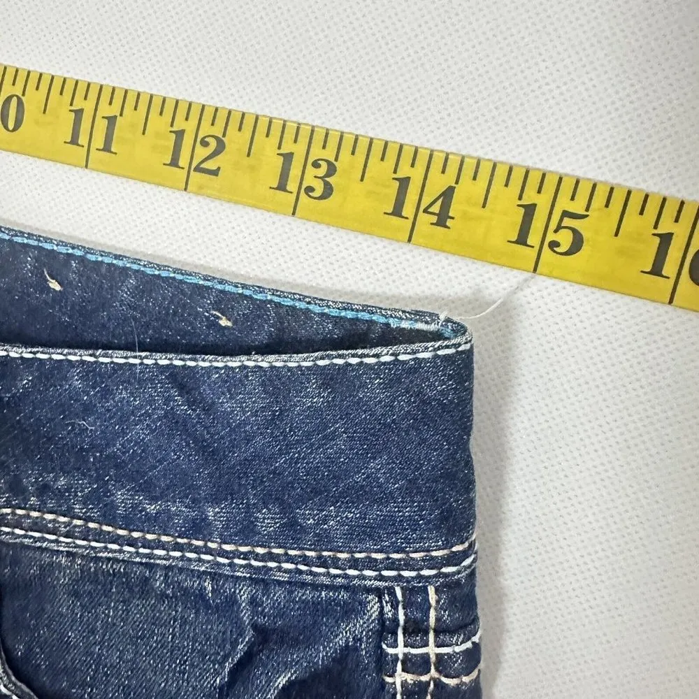 Amethyst Shorts Women's Juniors 5 Blue Cuffed Stretch Embellished Flap Denim - Image 4