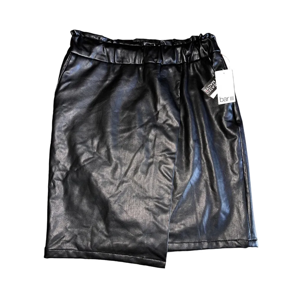 Bar III❤️Women's Faux-Leather Skirt Black Black🌵 - Image 4