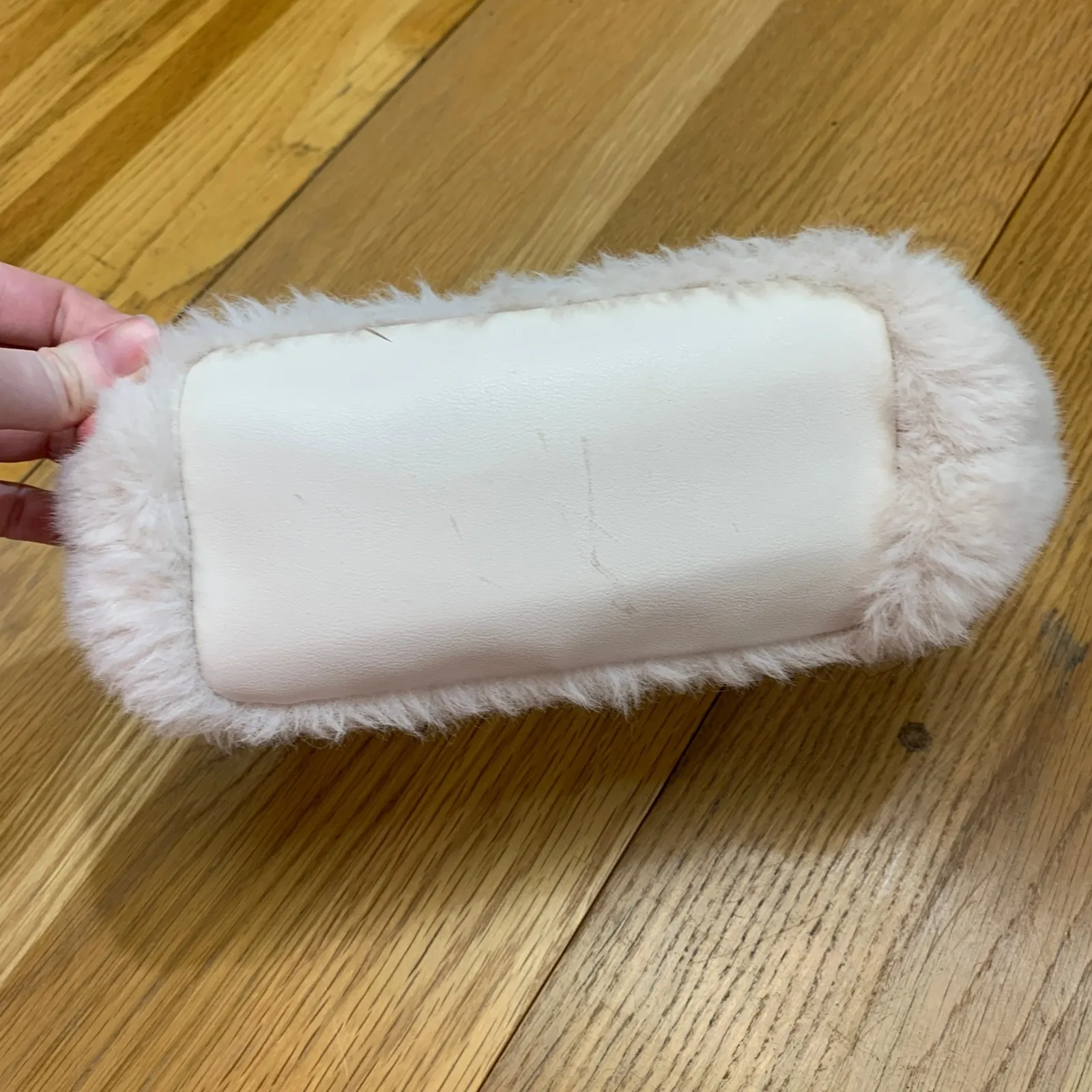 A New Day Purse Faux Fur Handbag Cream Fuzzy Top Handle Bag Zipper Close Chic - Image 2