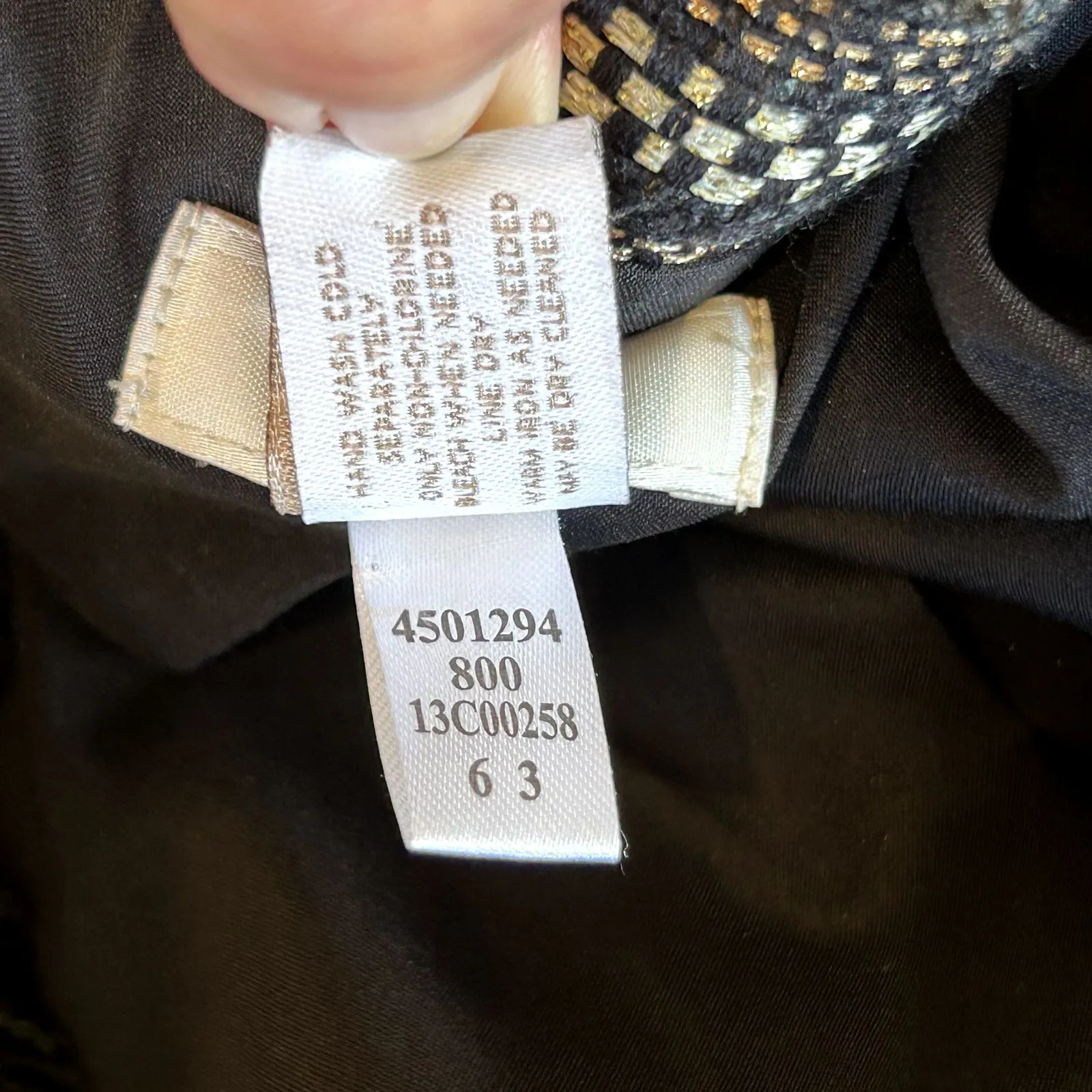 CHICO'S Royal Tweed Jacket Black Gold Silver Open Blazer Bracelet Sleeve 1 M 8 - Image 4