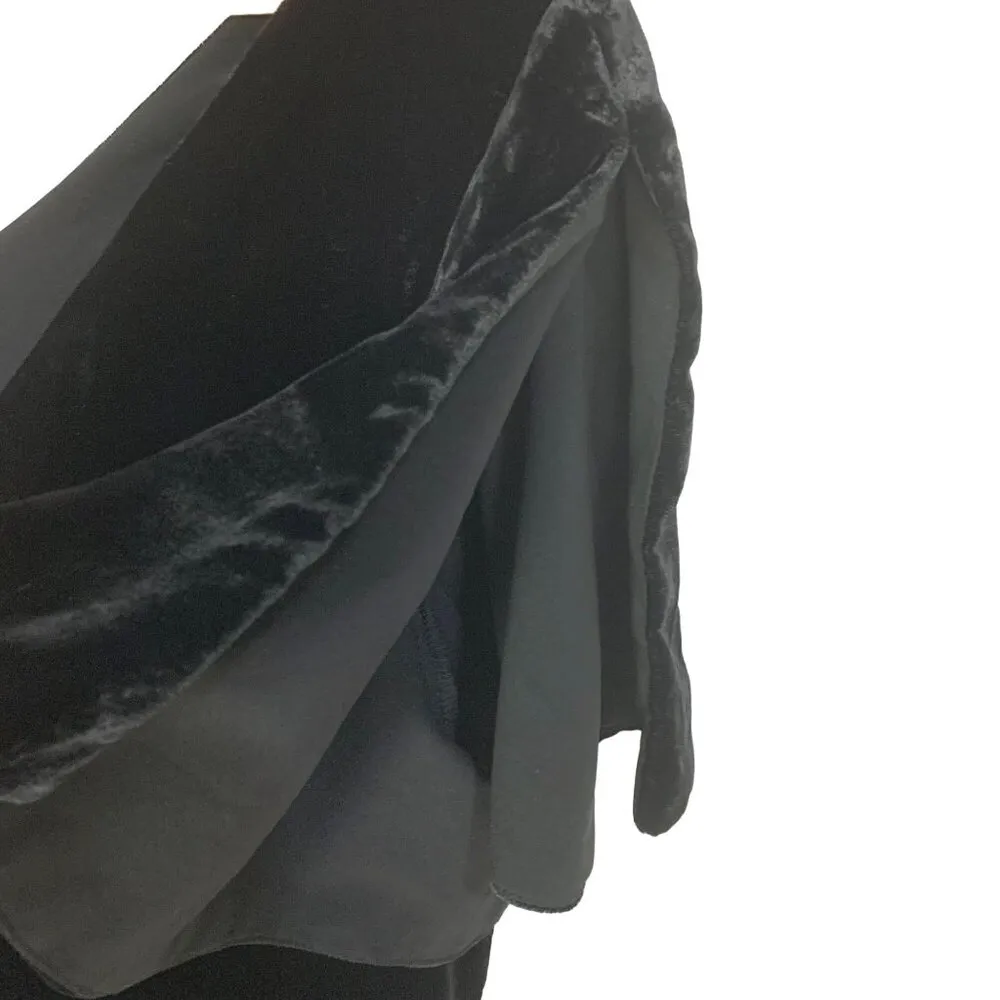 Ann Taylor Petite Velvet V-neck Flutter Short Sleeve A Line Dress Black Size 12P - Image 4