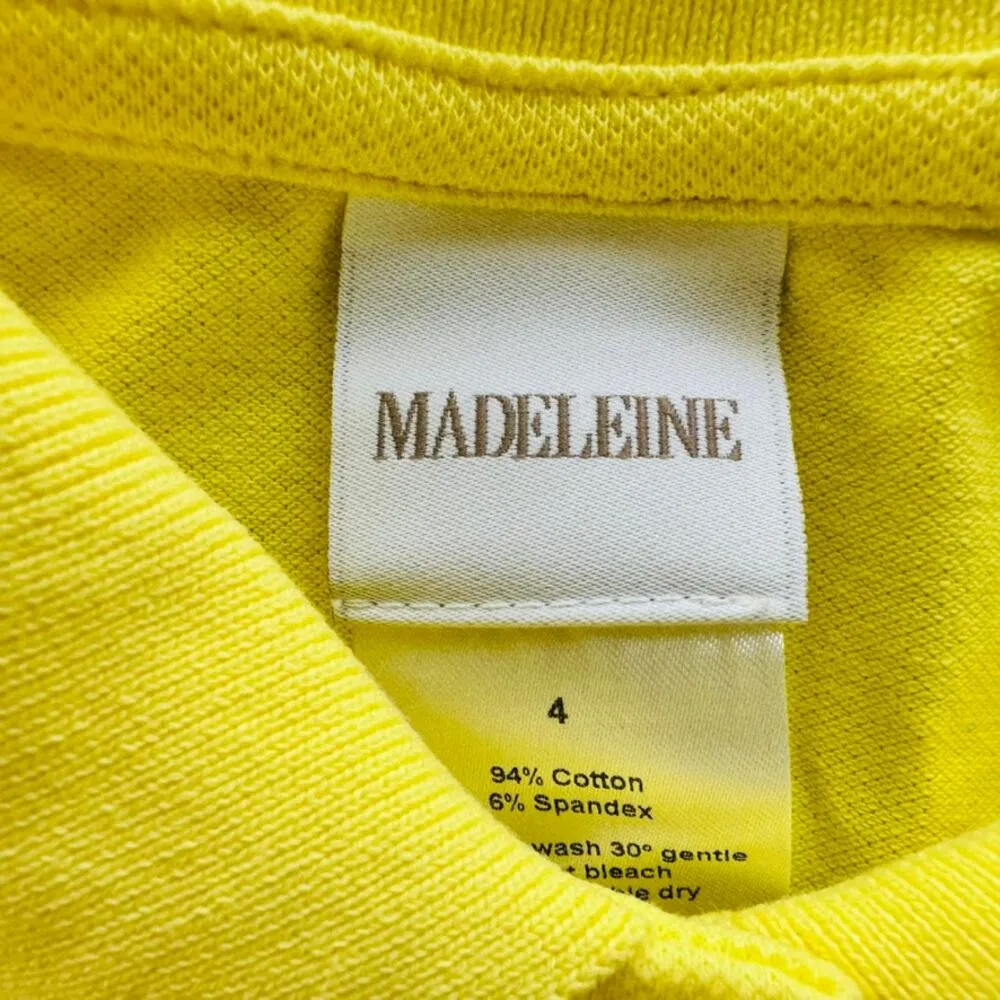 Madeleine Thompson Pique Polo Yellow Size 4 Casual Tennis Golf Short Sleeve - Image 3