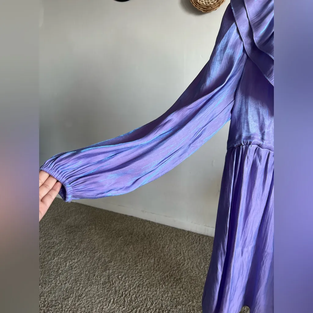 ICHI Lilac Satin Ruffle Dress – Size 38 / US Small - Image 4