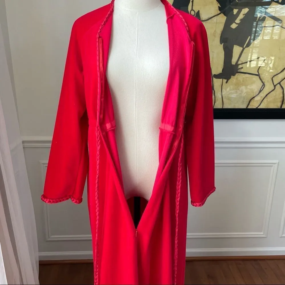 Vintage Vanity Fair Red Velour House Coat Robe Nightgown S M - Image 7
