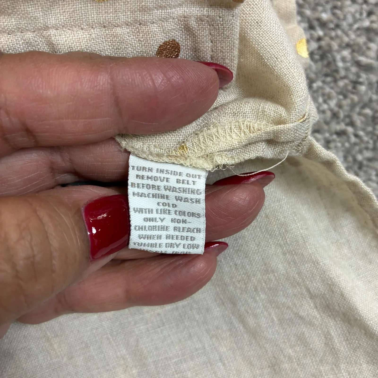 Charter Club Womens XL Beige Gold Dot Linen Button Up Tunic Retro Casual Resort - Image 8