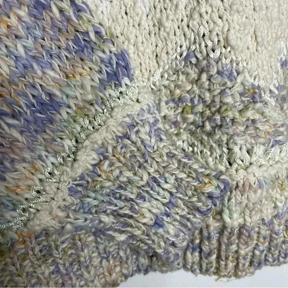 Vintage Crew Neck Lauren Hansen Hand Knitted Vintage Sweater Size Petite NWT White - Image 6