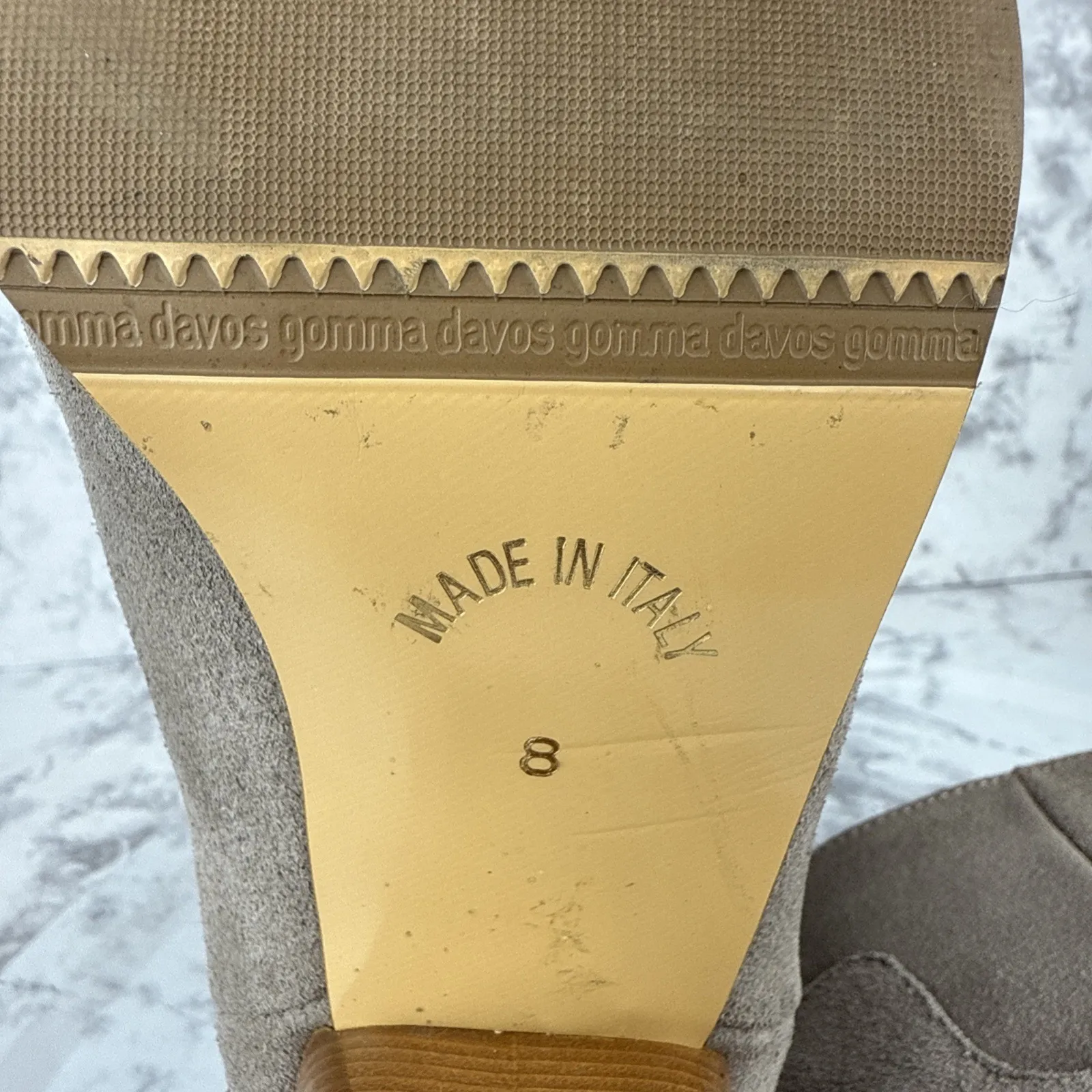 Garnet Hill Womens Gianna Back Zip Heeled Ankle Boots Size 8 Taupe Suede Italy - Image 7