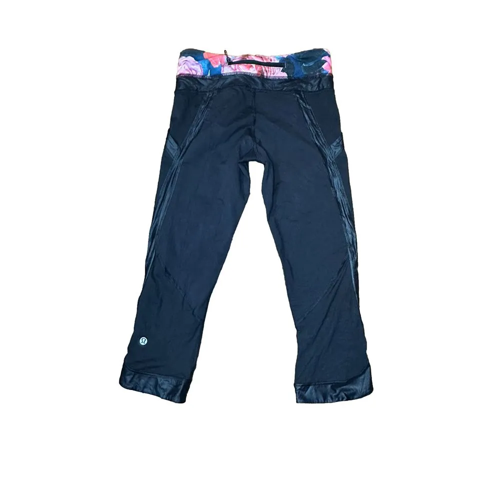 Lululemon Size‎ 4 Pink Floral Band Leggings 19" Crop - Image 6