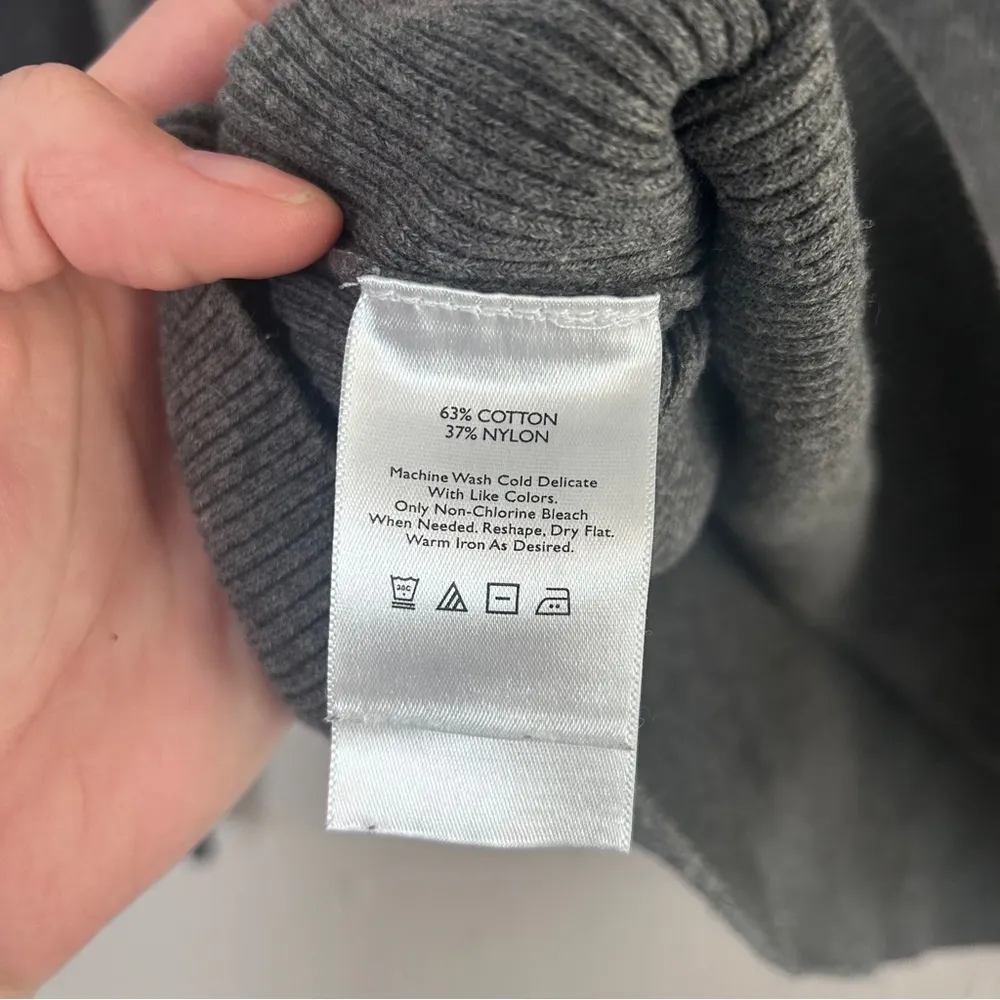 Eddie Bauer Gray Ribbed Turtleneck Sweater Casuak Neutral XL - Image 3