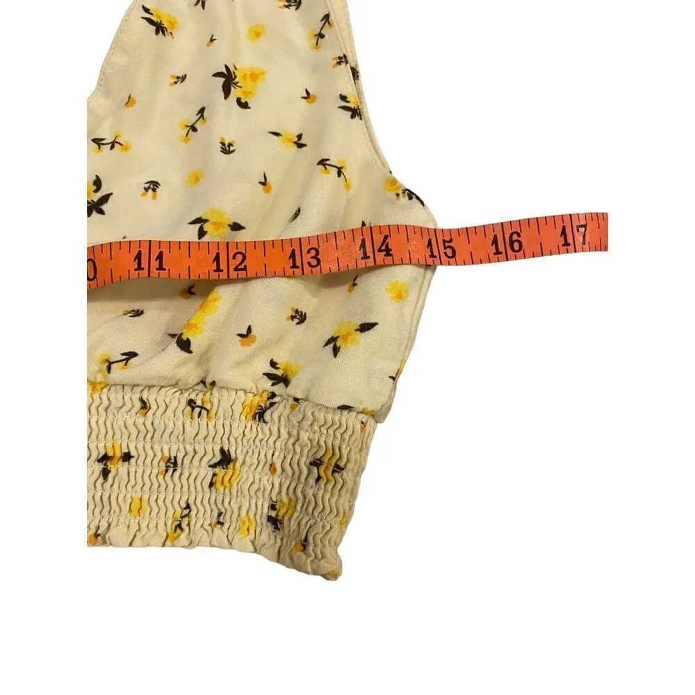 Lottie Moss Floral Cropped Tank Top Beach Coastal Vacation Yellow - Image 9