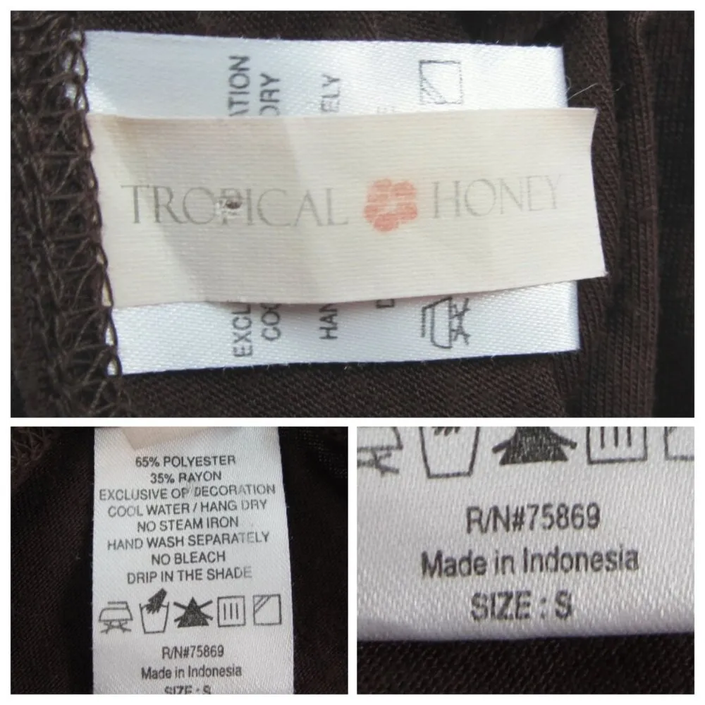 Tropical Honey Sleeveless Tunic Coverup with Zebra Trim Size S Brown - Image 3