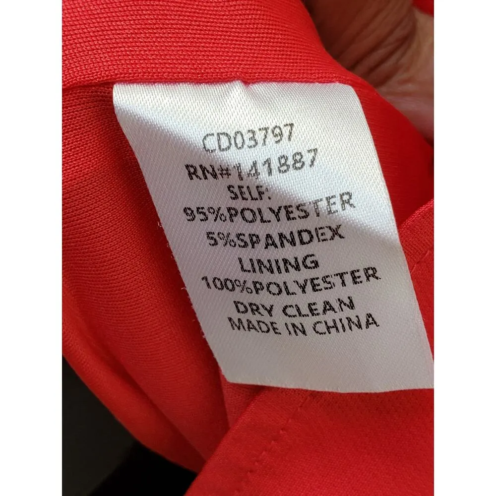 TCEC Tank Dress Womens Small Red Ruched Wrap Tie Waist Square Neck Back Zip - Image 7