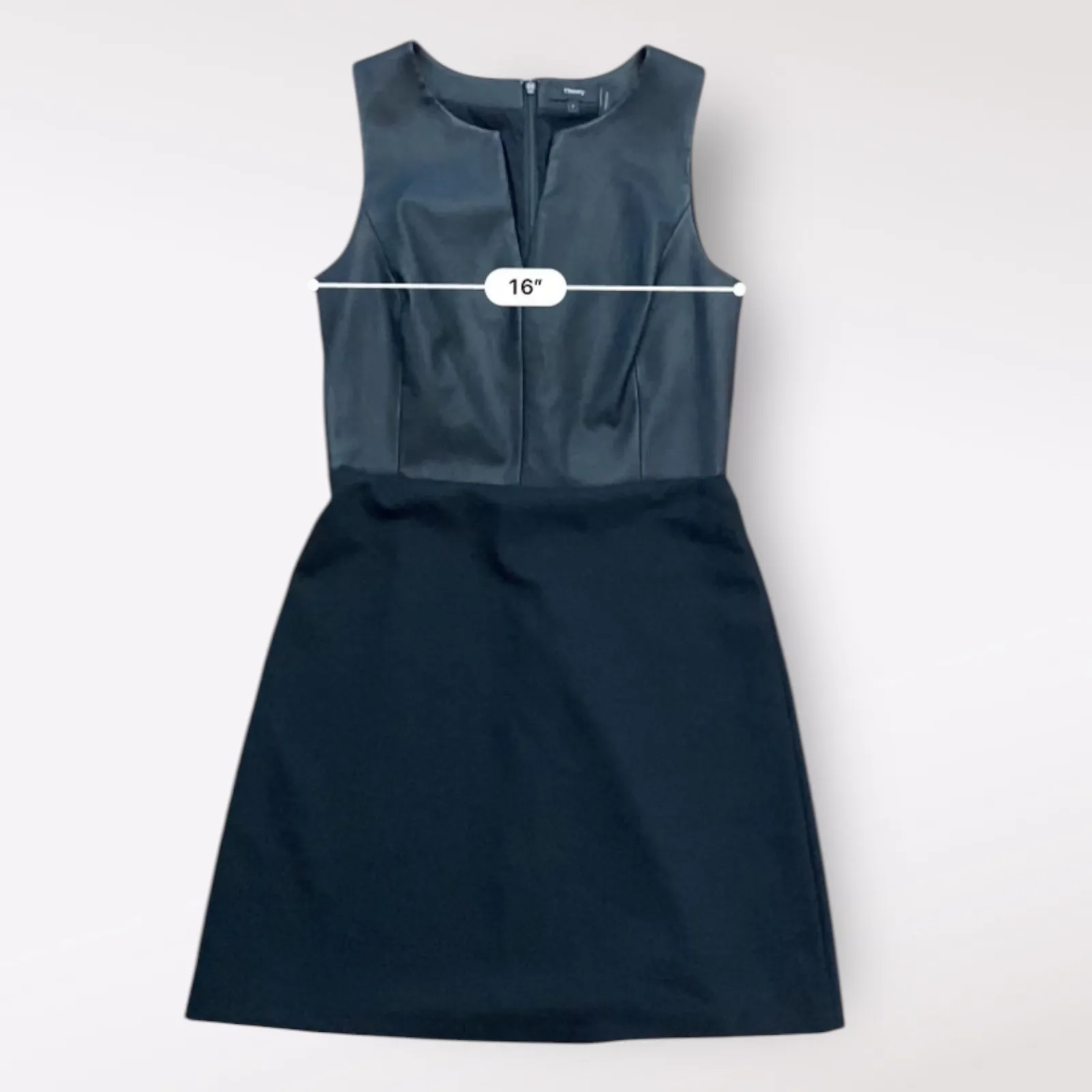 Theory Alinea Mod Stretch Lamb Leather Light Black‎ Mini Dress Size 8 - Image 4