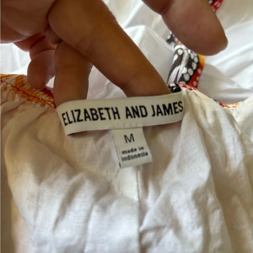 Elizabeth & James red floral short dress 3/4 sleeve 100% cotton size medium - Image 3