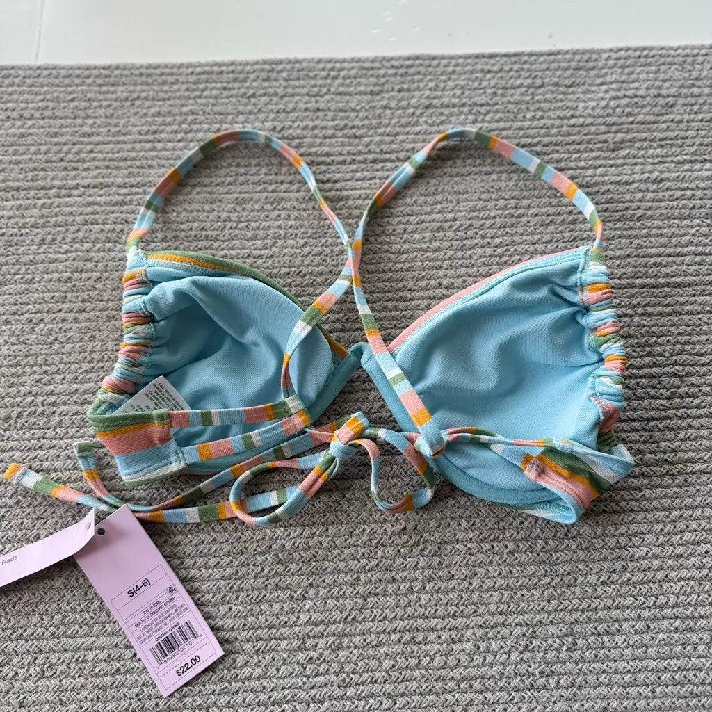 Wild Fable Blue Striped Bikini Top Size Small NWT - Image 3