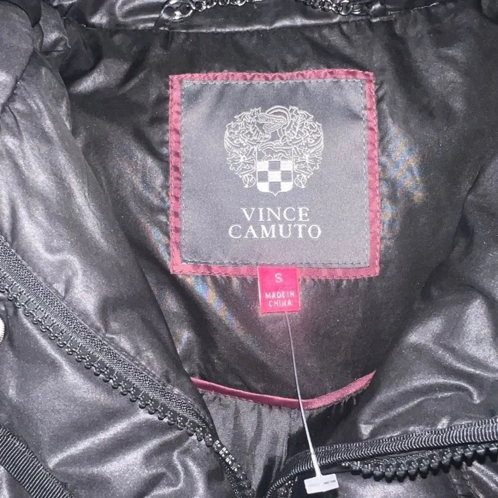 Vince camuto‎ women's size small full zip down jacket in black w/ hood - Image 5