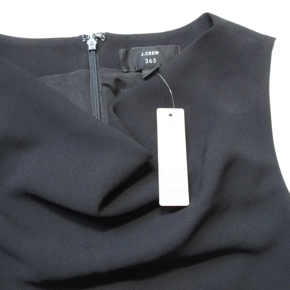 NWT J.Crew Cowl Neck Sheath in Black 365 Crepe Sleeveless Dress 2P - Image 4