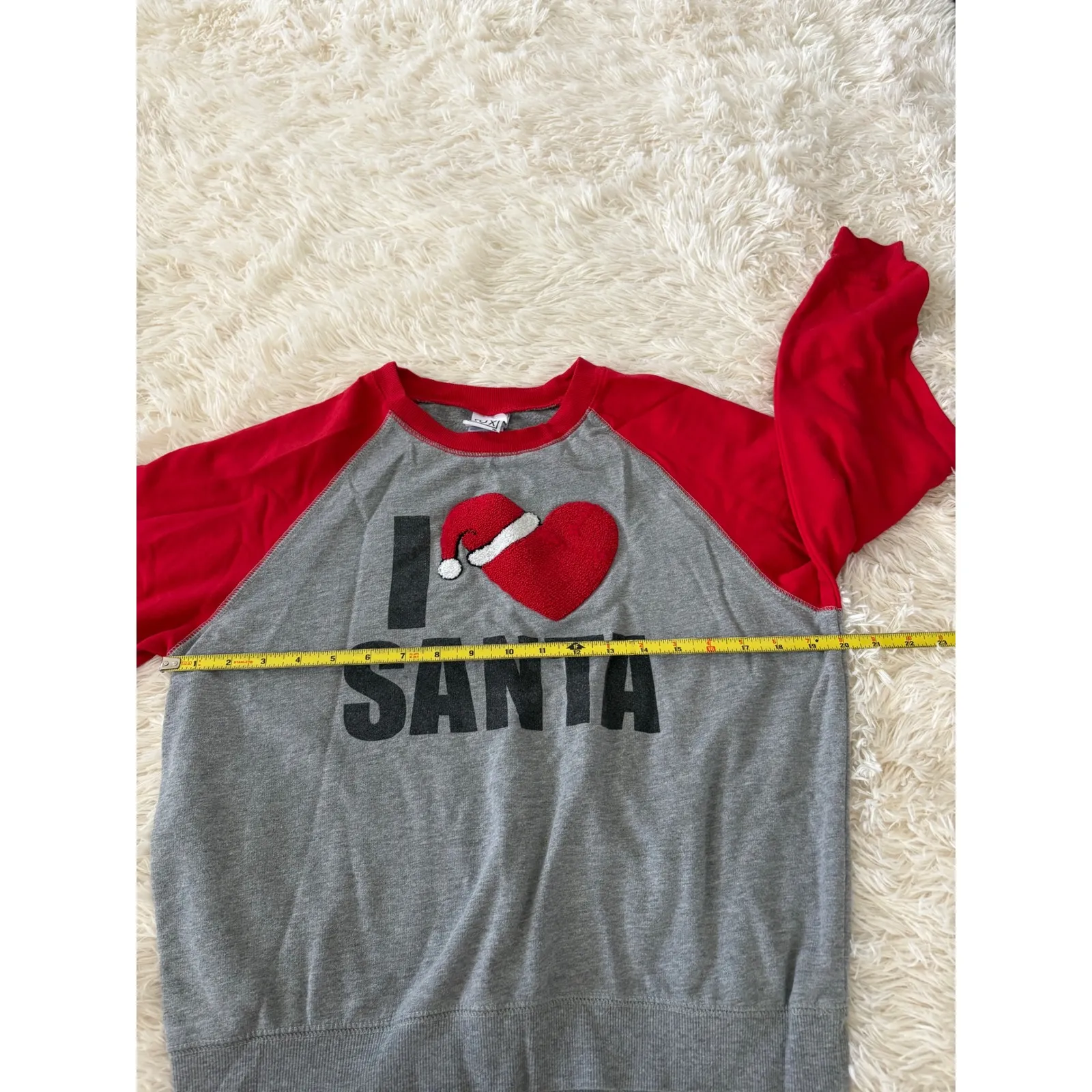 Modern‎ Lux I Heart Santa Christmas Crewneck Raglan Sleeve Holiday Sweatshirt - Image 6