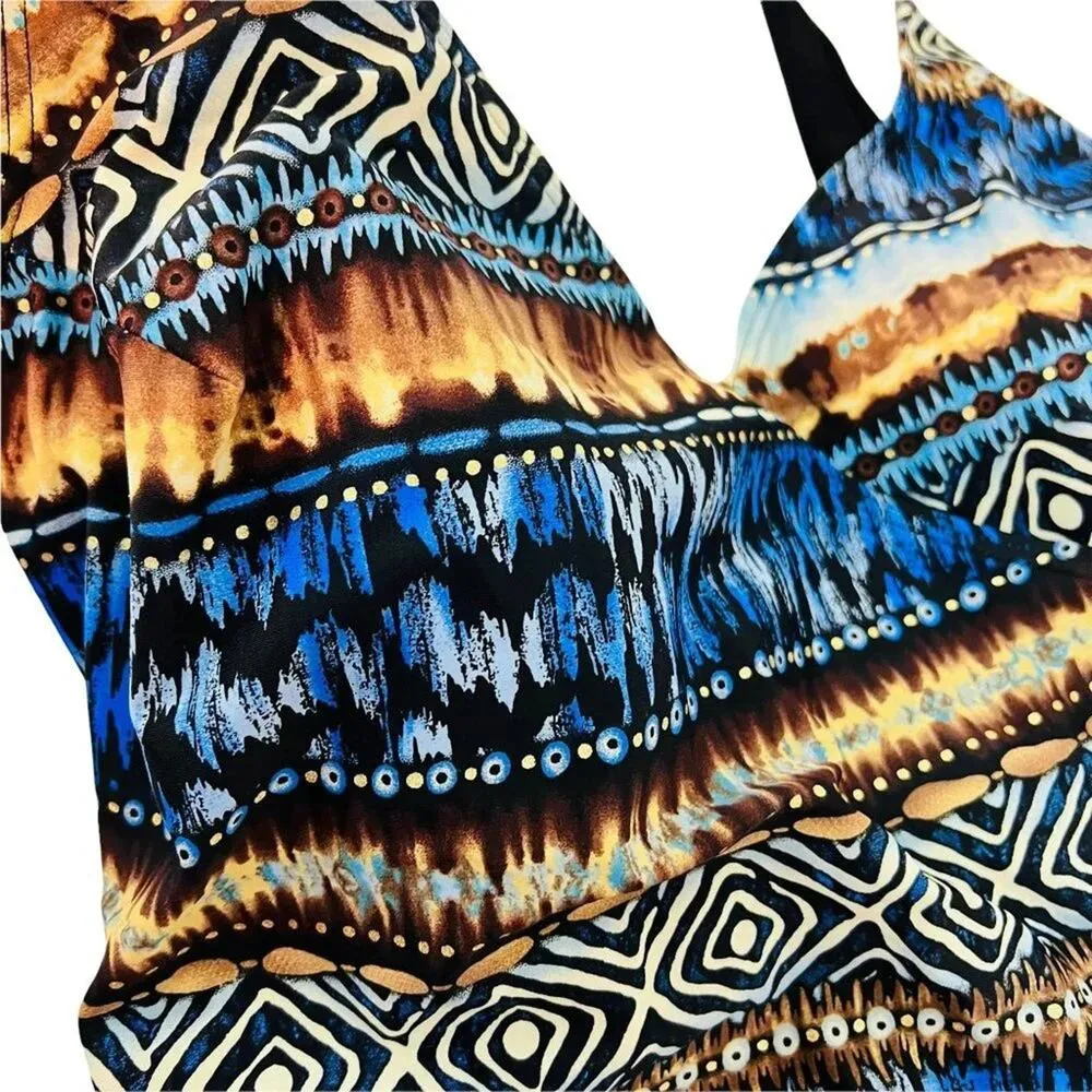 Christina One Piece Swimsuit Size 20W Side Tie Faux Wrap Flattering Built in Bra Black - Image 2