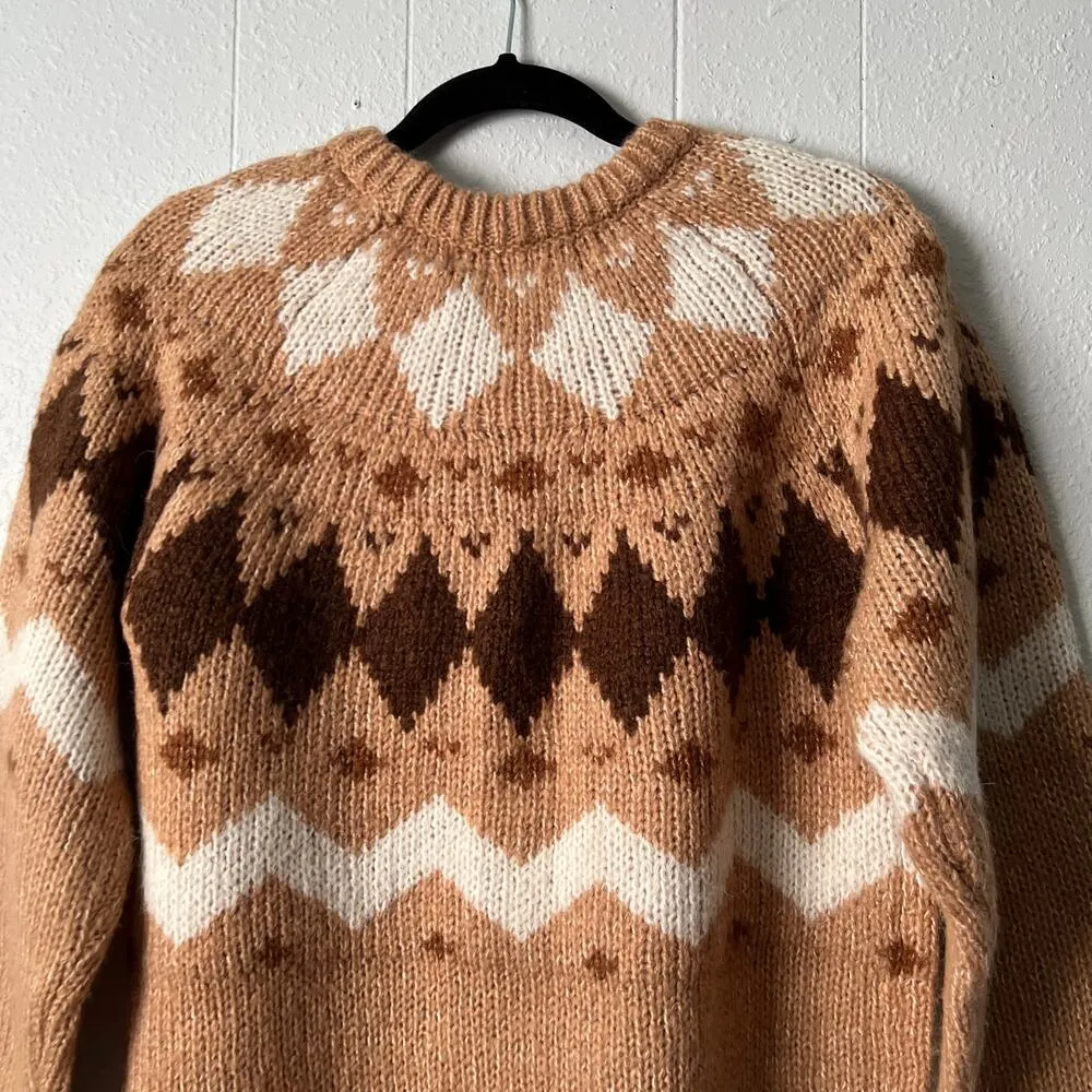 Vero Moda Fair Isle Nordic Sweater Womens Medium Chunky Light Academia Travel - Image 6