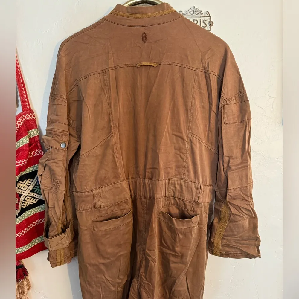 FREE PEOPLE FLY HIGH JUMPSUIT PERUVIAN WALNUT SIZE SMALL EUC LIKE NEW SMALL - Image 11