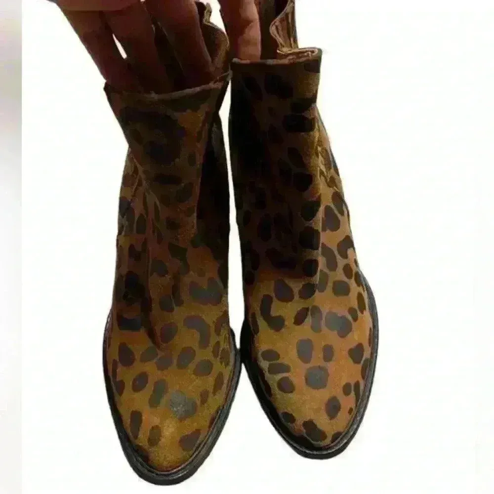 - Zara basic cheetah print‎ boots ankle length heeled   Sz 38(7.5) - Image 8
