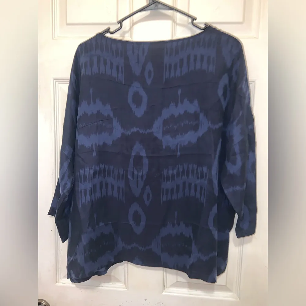 Brochu walker soft pocket printed navy blouse fall casual designer $290 boho - Image 2