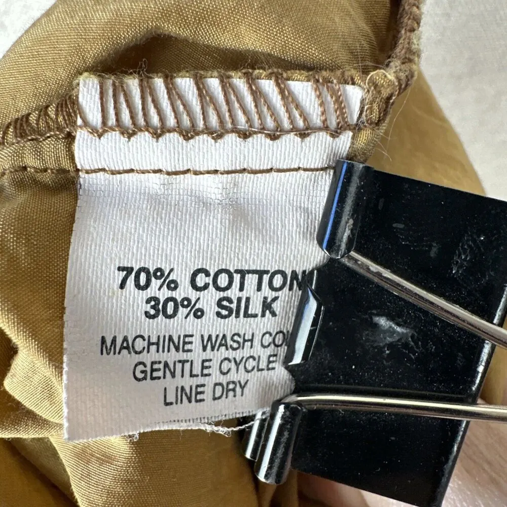 Blue Fish Womens 3/4 Tunic Size Plus 2 Gold Cotton Silk Hand Painted Vine Floral - Image 10